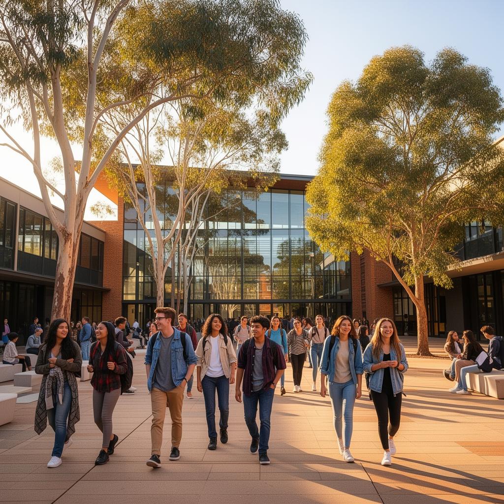 International students walking on an Australian campus